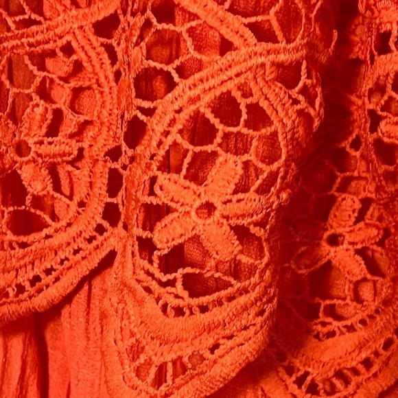 EUC Bright Orange Off Shoulder Lace Swim Beach Coverup Dress, Size Medium - Picture 8 of 9
